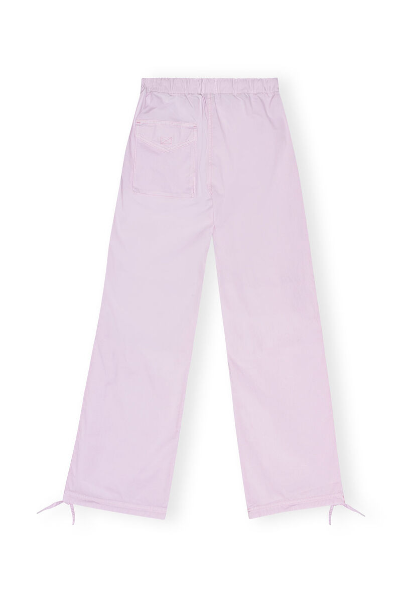 Light Lilac Washed Cotton Canvas Draw String Trousers, Elastane, in colour Light Lilac - 2 - GANNI