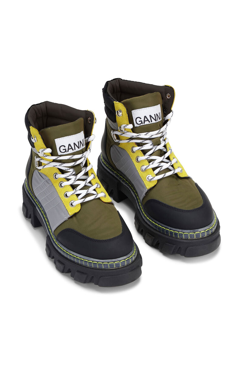 Cleated Lace Up Hiking Boots, in colour Kalamata - 3 - GANNI