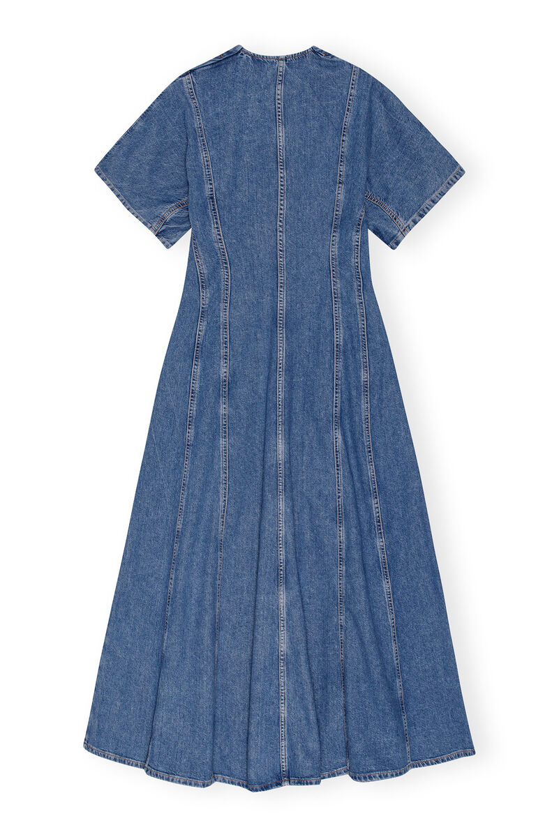 CIRCULOSE® Future Denim Maxi Dress, Organic Cotton, in colour Mid Blue Stone - 2 - GANNI