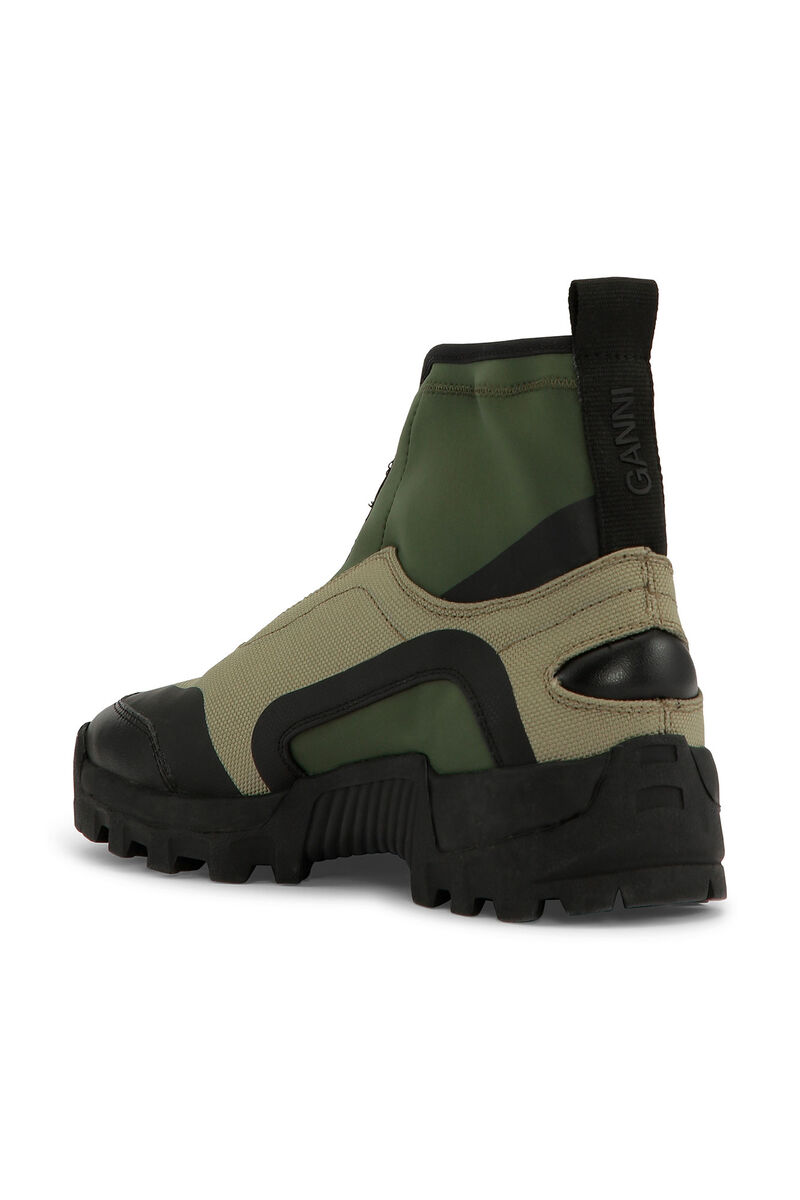 Green Performance High Top Zip Sneakers, in colour Kalamata - 2 - GANNI
