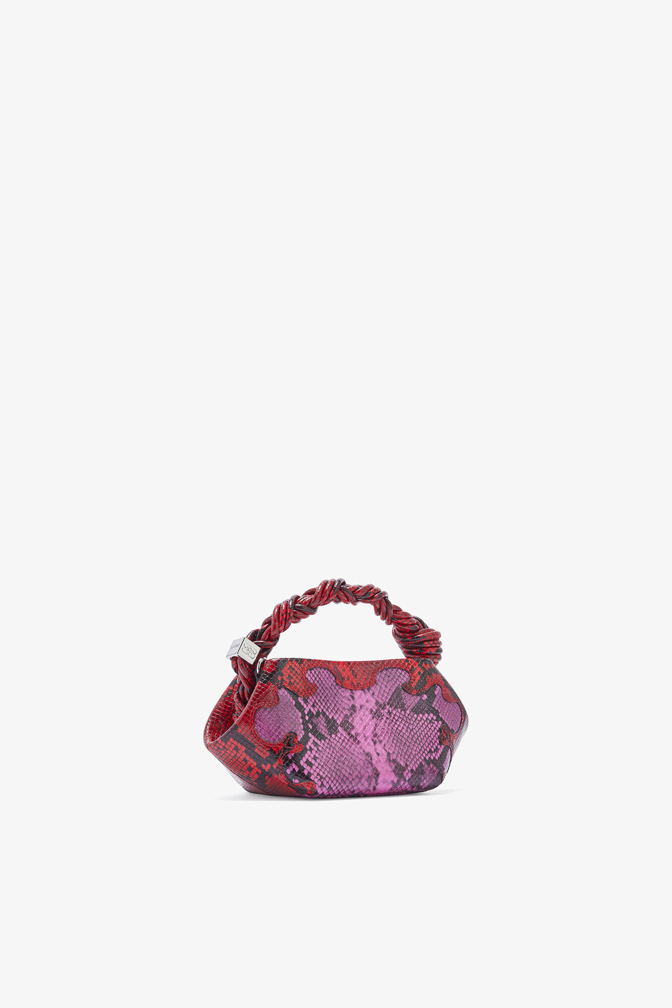 Mini Bou Bag in Pink Snake, Recycled Polyester, in colour Raspberry Rose - 2 - GANNI