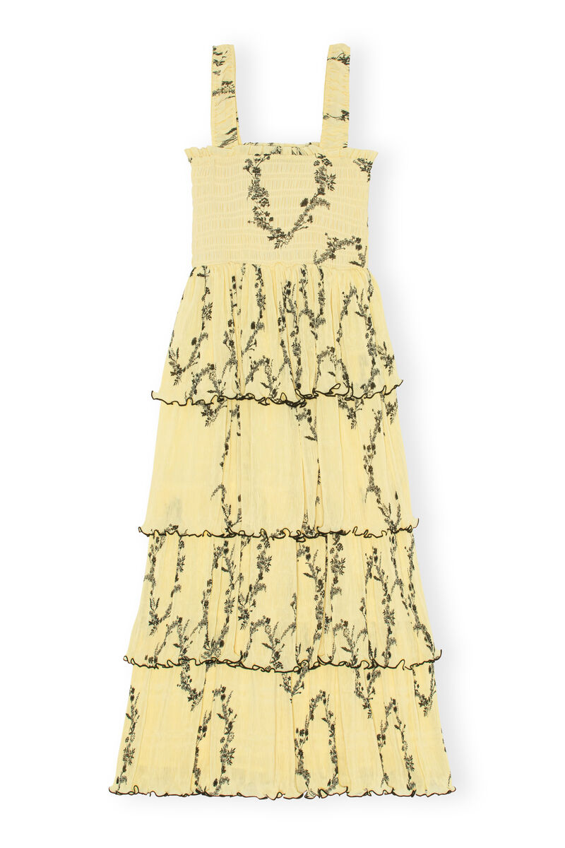 Tiered Midi Dress, Recycled Polyester, in colour Floral Shadow Flan - 1 - GANNI