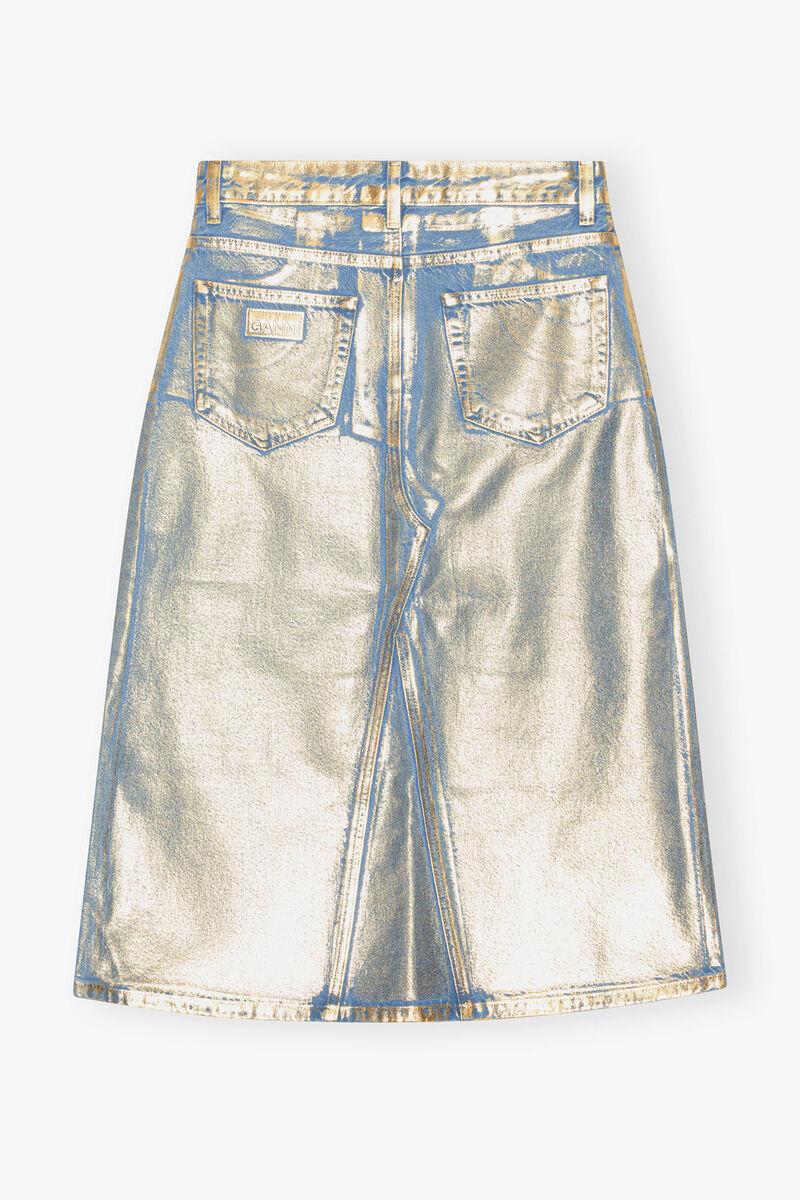 „Gold Denim Midi“-Rock, Cotton, in colour Gold - 2 - GANNI