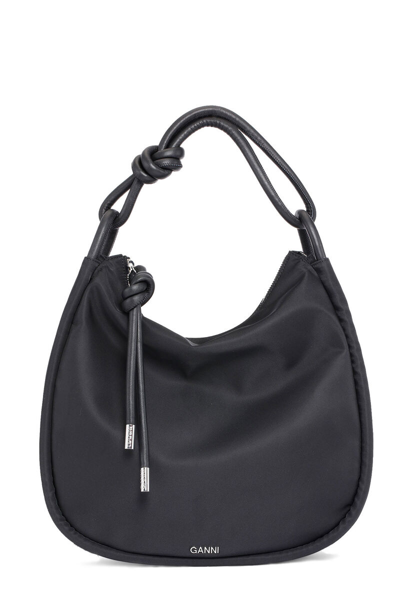 Large Baguette Bag, Leather, in colour Black - 1 - GANNI