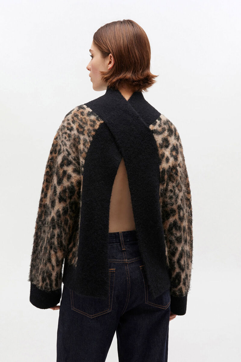 Pull léopard à dos ouvert, in colour Leopard - 3 - GANNI