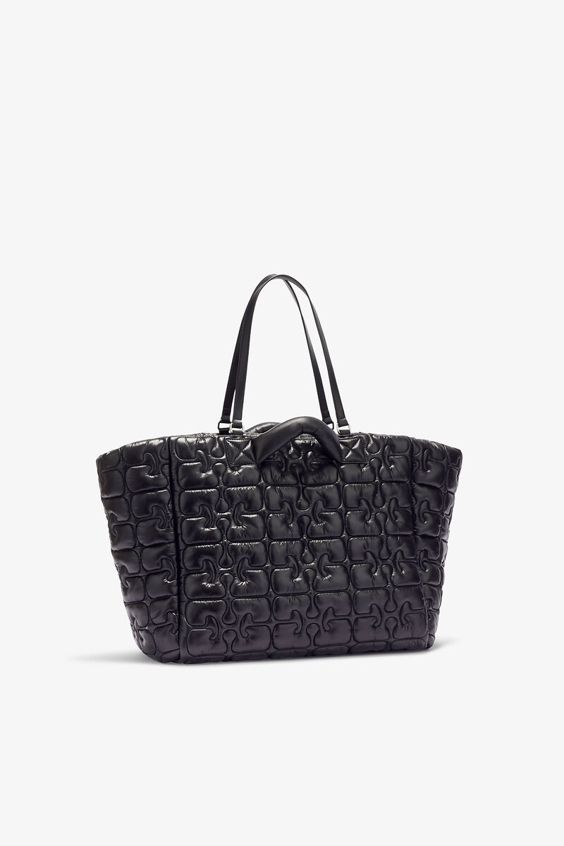 Quilted Re-Tech XXL Tote, Recycled Polyamide, in colour Black - 2 - GANNI