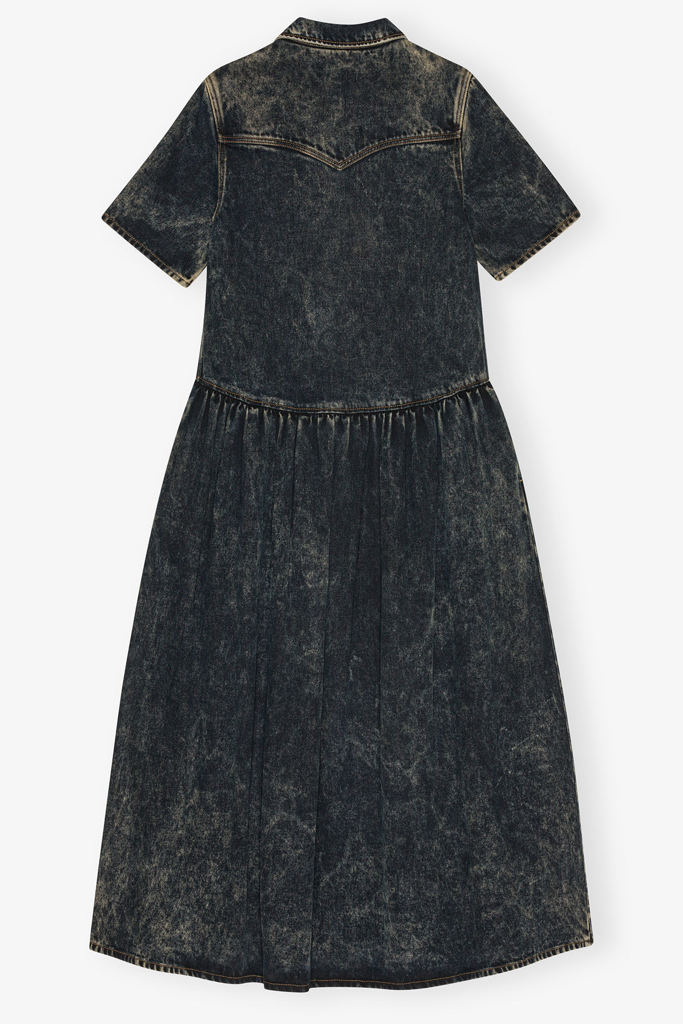 Black Washed Denim Dress, Tencel, in colour Black Washed - 2 - GANNI