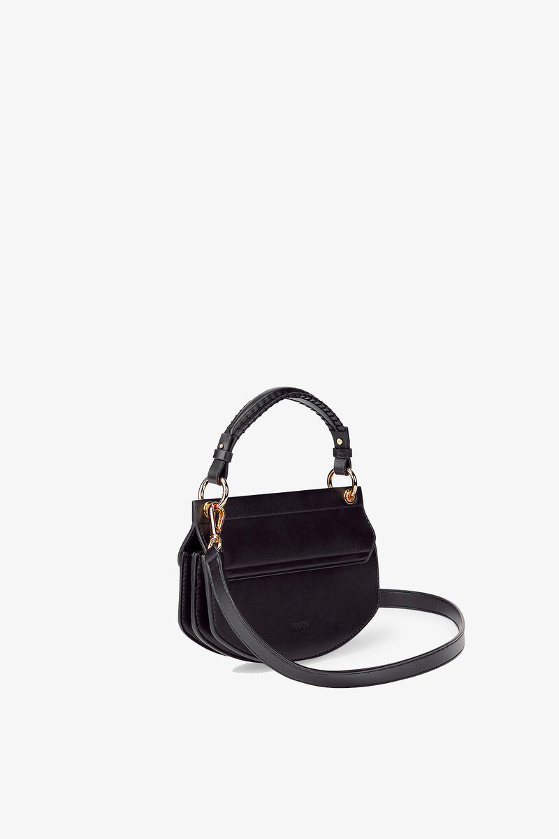 Black Mini Top Handle Apo-G Bag, Recycled Leather, in colour Black - 2 - GANNI