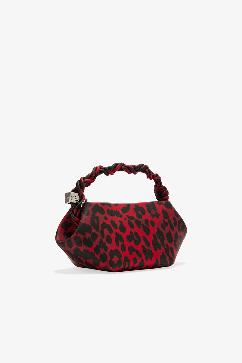 Rote Leopardenmuster Mini GANNI Bou Tasche, Polyester, in colour Racing Red - 2 - GANNI