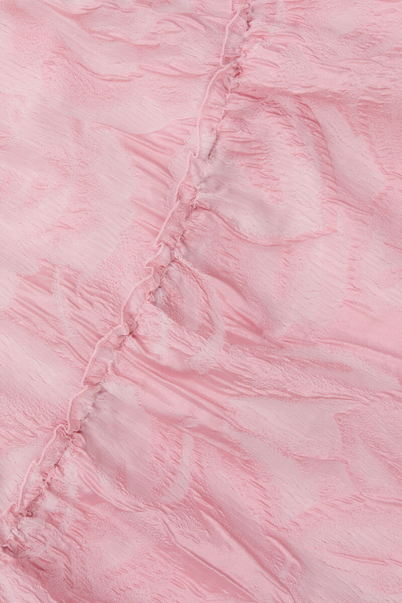 Pink Textured Cloqué Layer Kleid, Nylon, in colour Bleached Mauve - 5 - GANNI