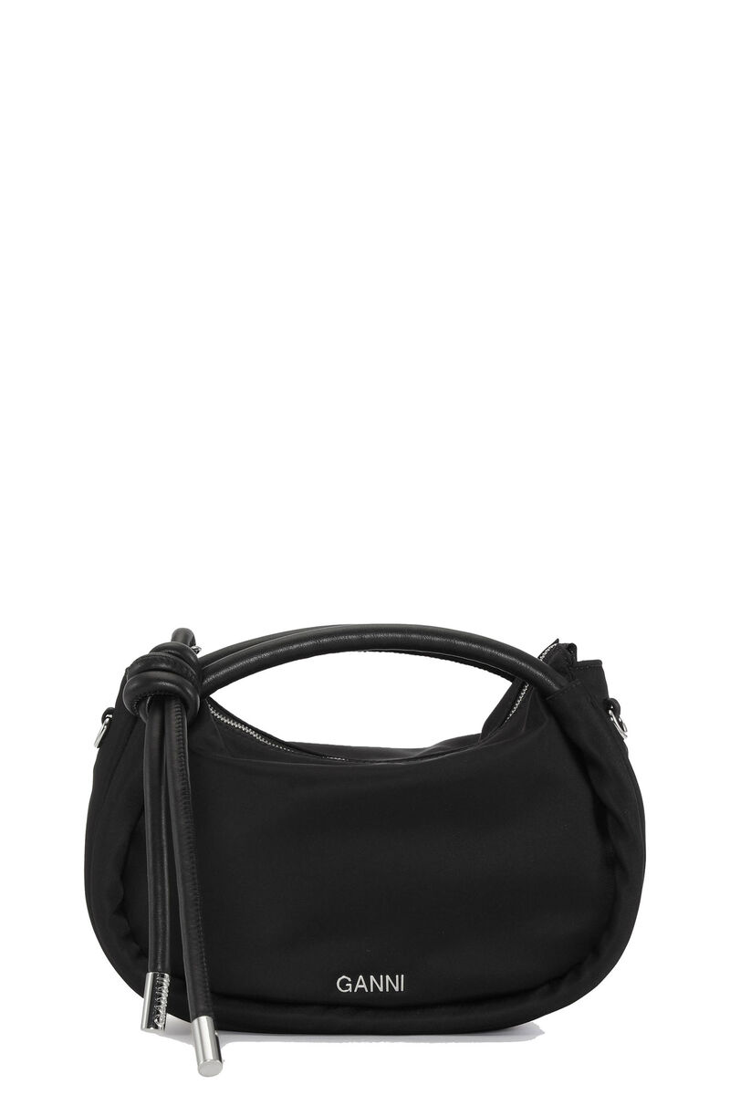 Knot Mini Bag, Nylon, in colour Black - 1 - GANNI