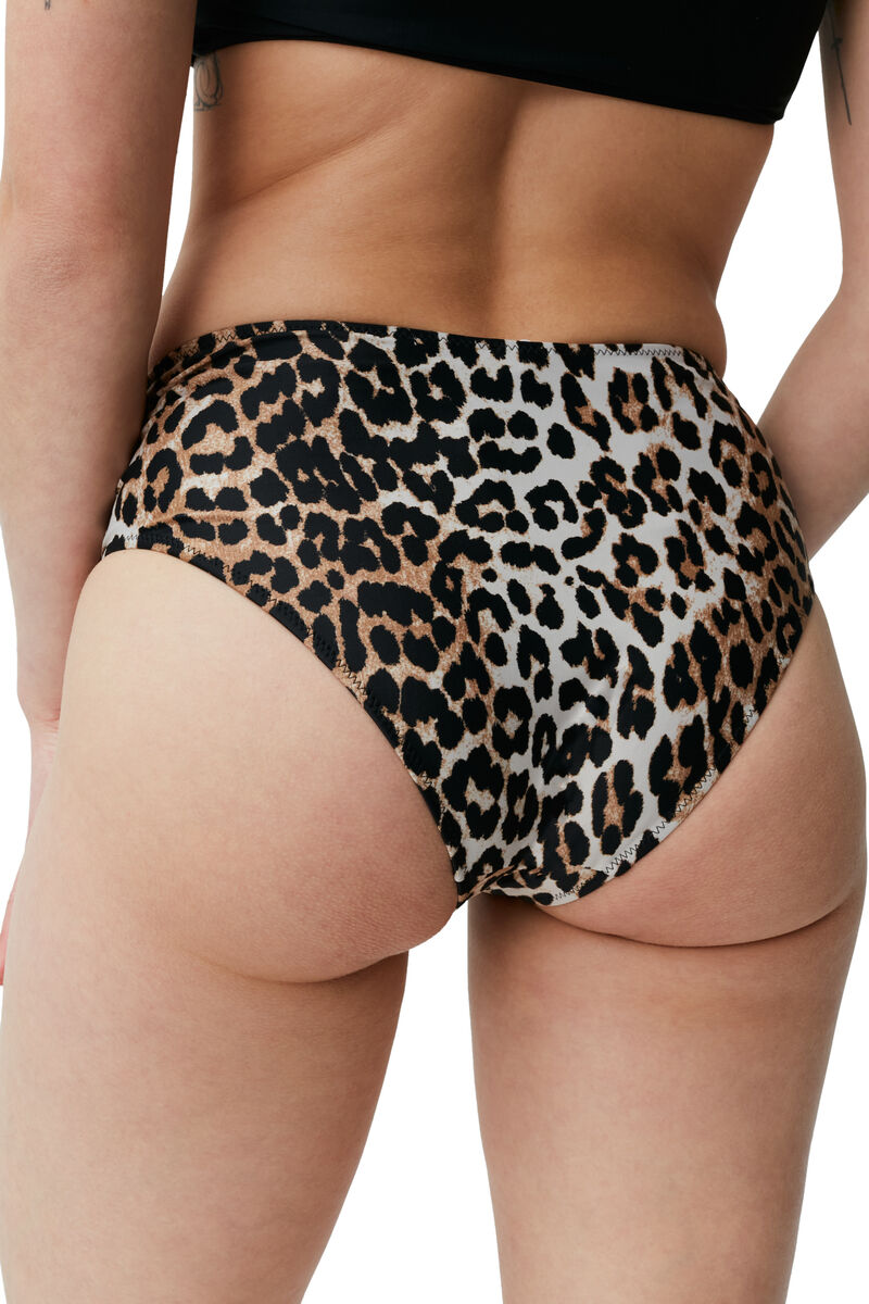 Mid-Rise Bikini Bottom, Elastane, in colour Leopard - 3 - GANNI