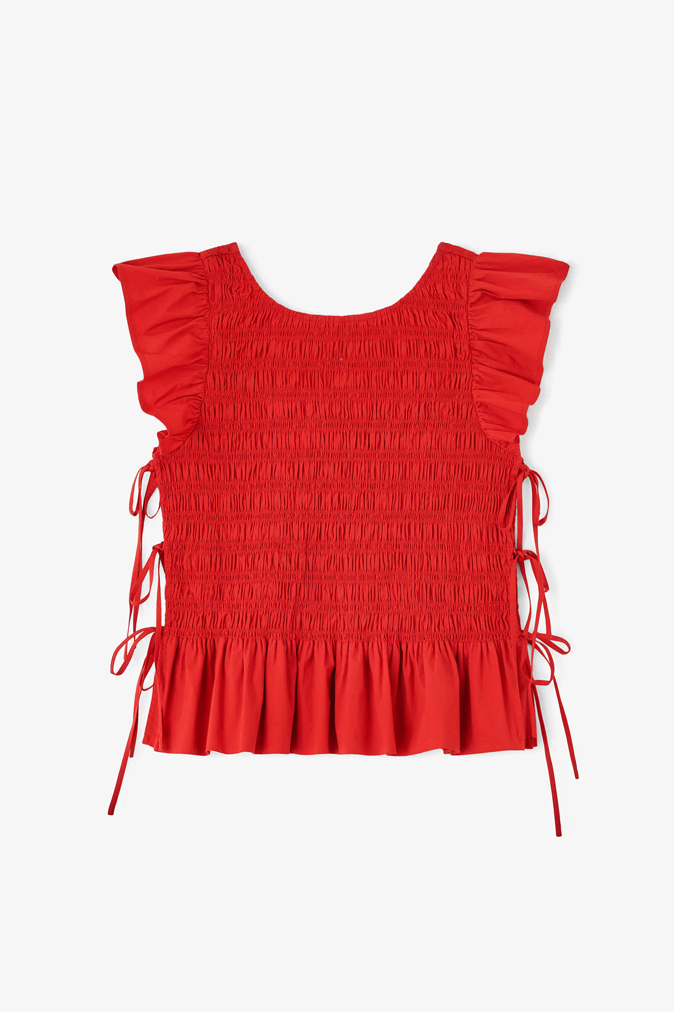 Top in Smocked Cotton, Organic Cotton, in colour Goji Berry - 1 - GANNI
