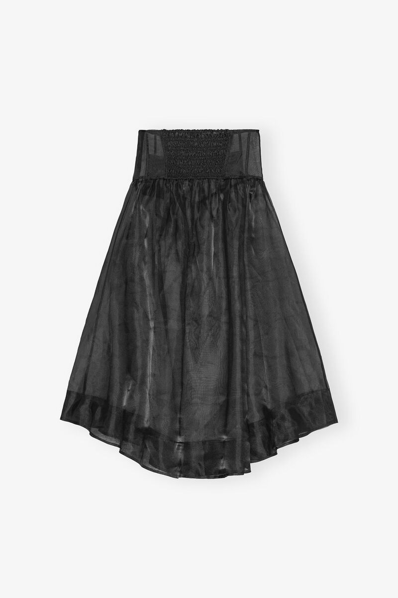 Black Technical Organza Pocket Skirt, Recycled Polyester, in colour Black - 2 - GANNI