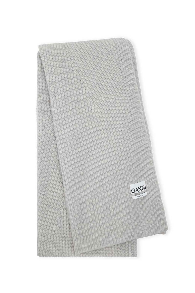 Rib Knit Acc Scarf, Polyamide, in colour Paloma Melange - 1 - GANNI