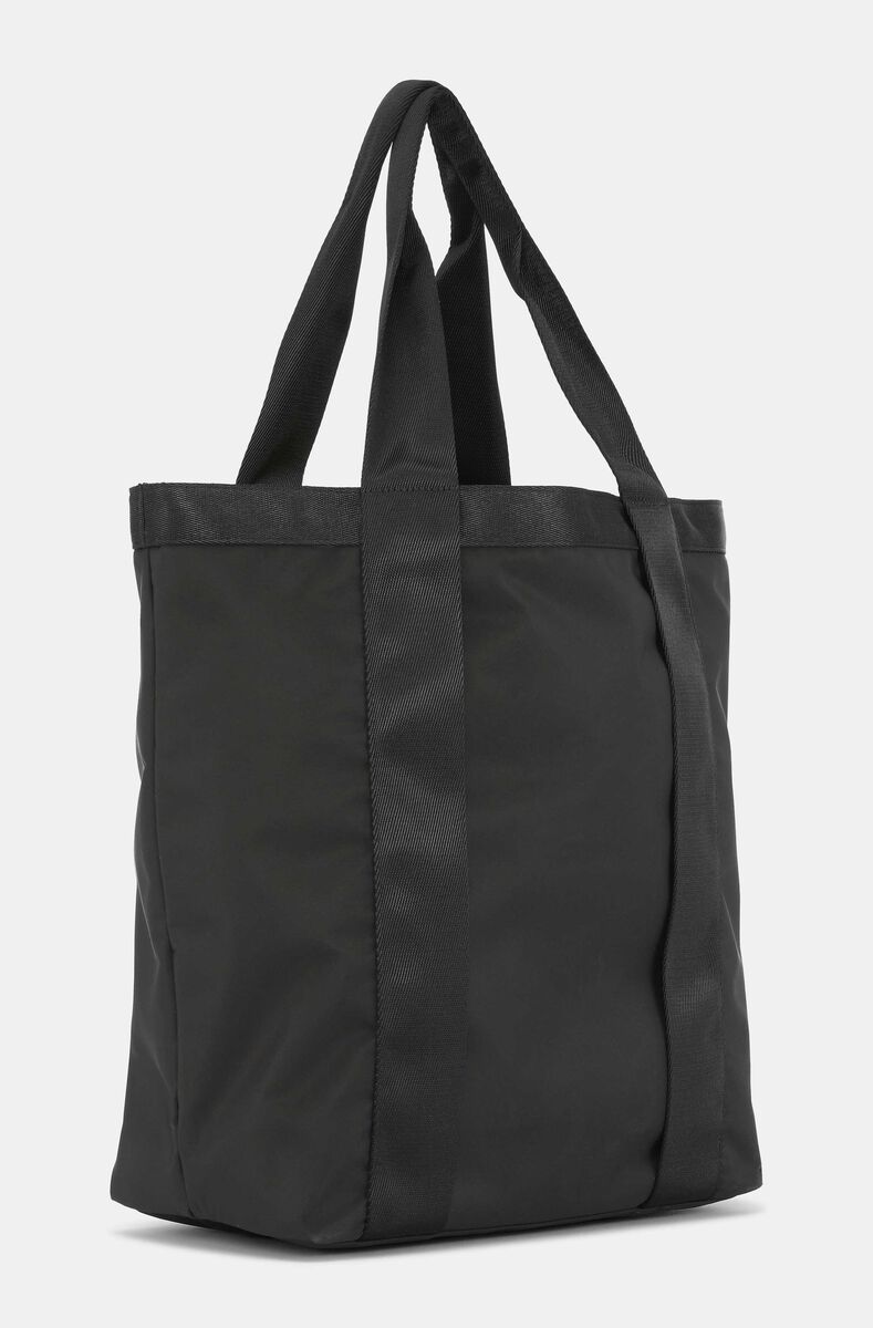 Large Tech Fabric Tote, Polyester, in colour Black - 2 - GANNI