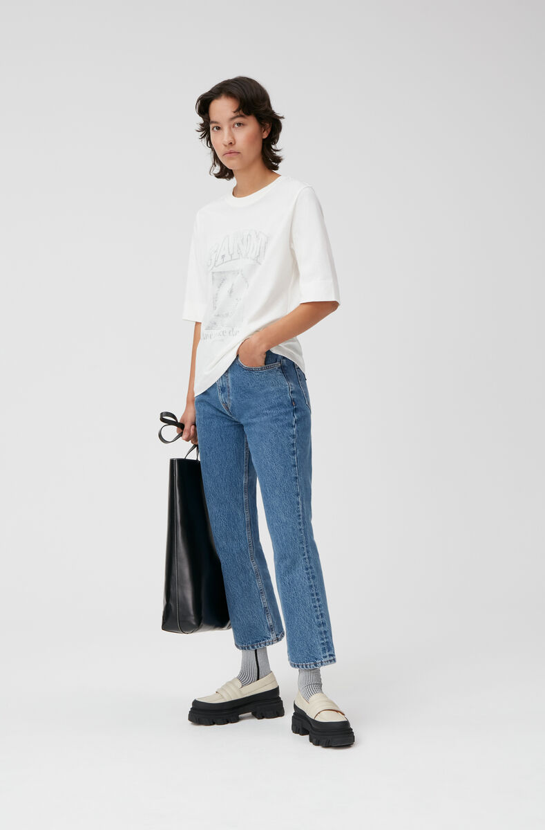 Smiley T-shirt, Cotton, in colour Egret - 2 - GANNI