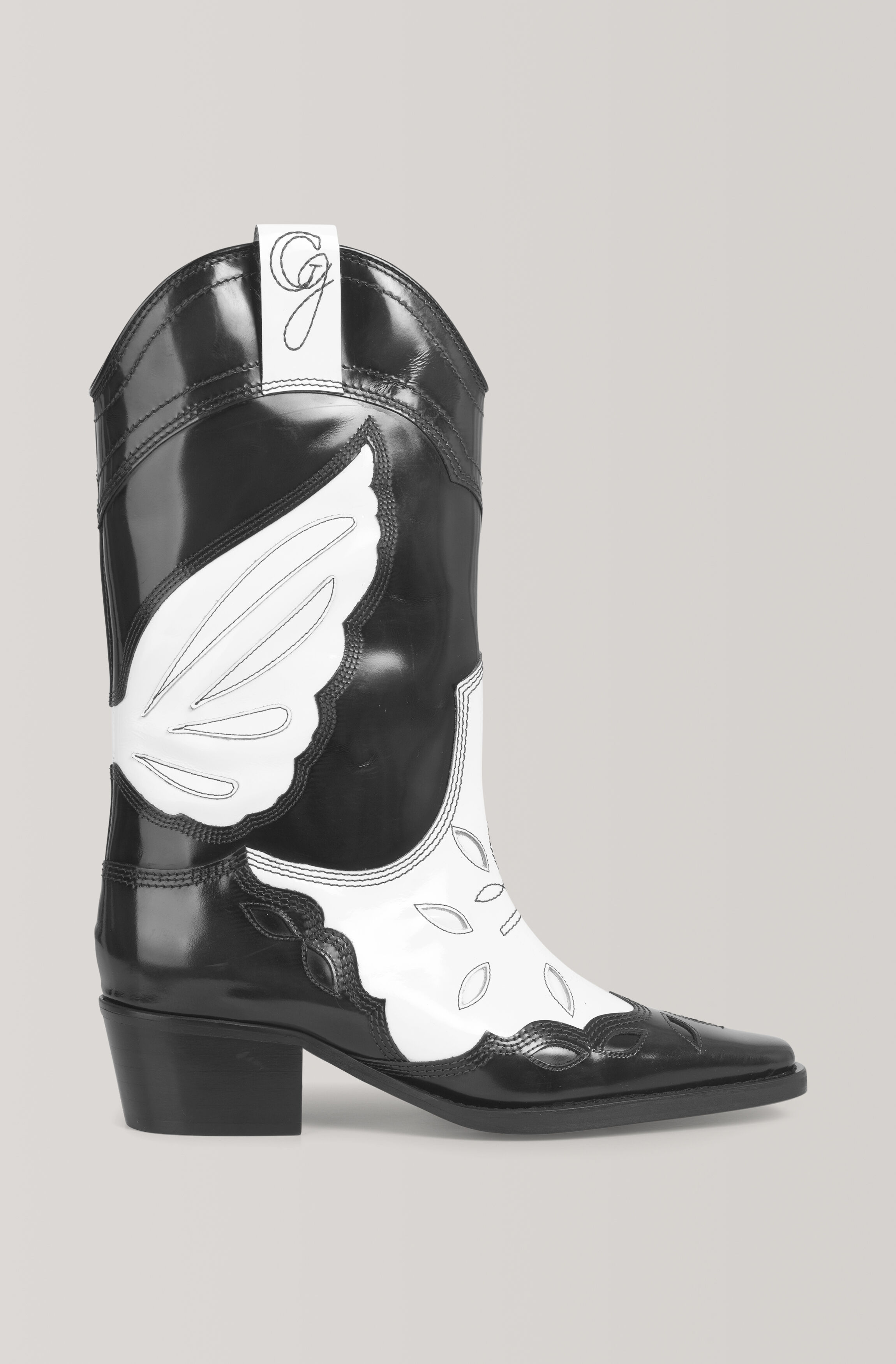 ganni cowboy boots white