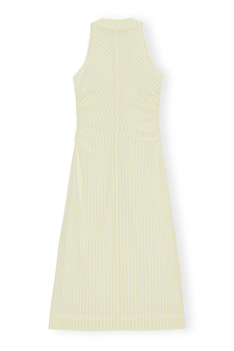 Seersucker Midi Dress, Cotton, in colour Stripe Flan - 2 - GANNI
