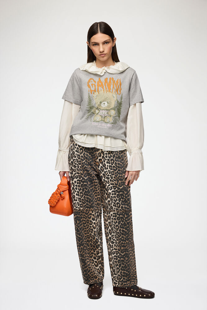 Stary Jeans in Leopard Print, Almond Milk