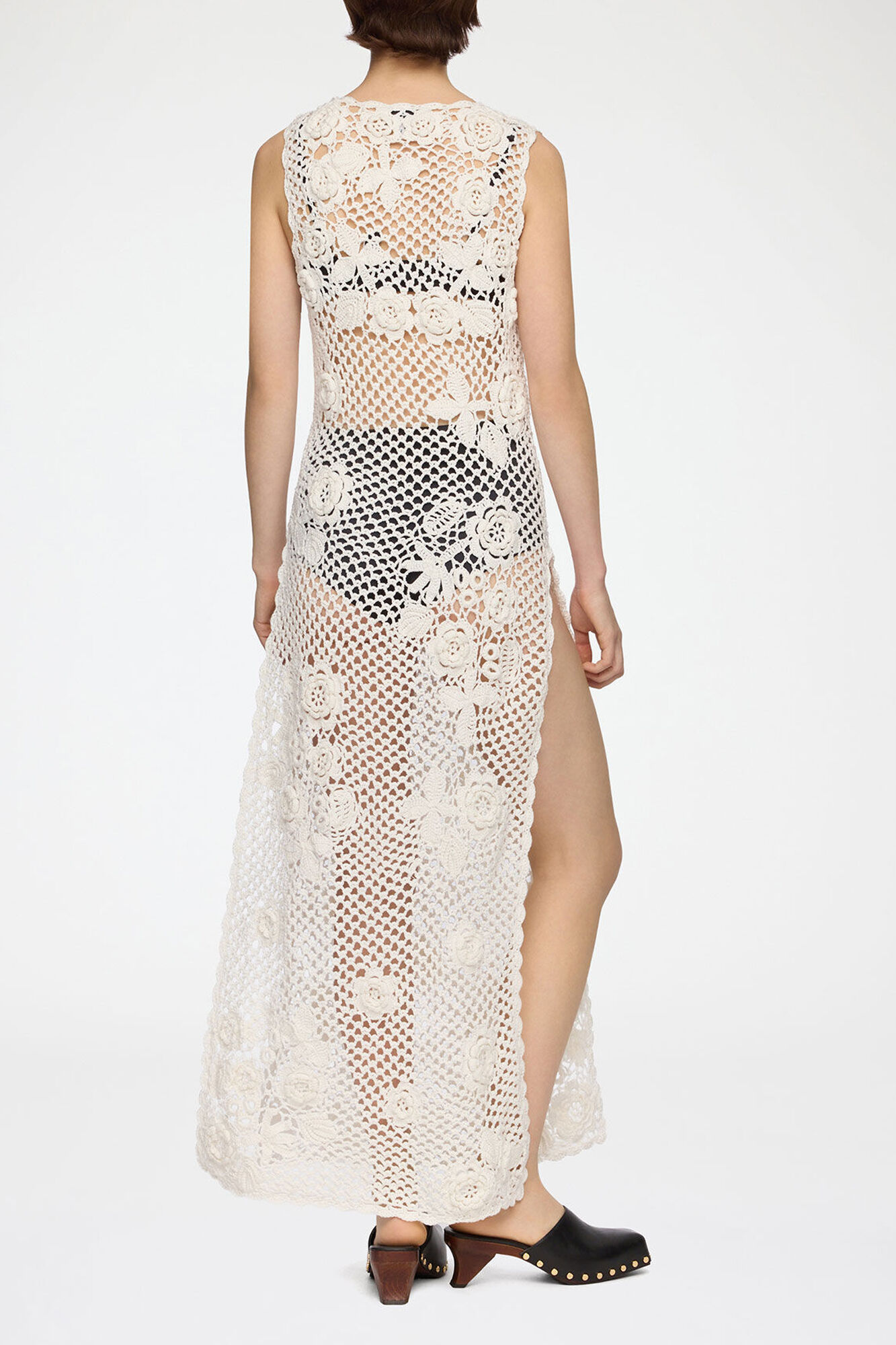 Long Dress in Cotton Crochet, Organic Cotton, in colour Egret - 2 - GANNI