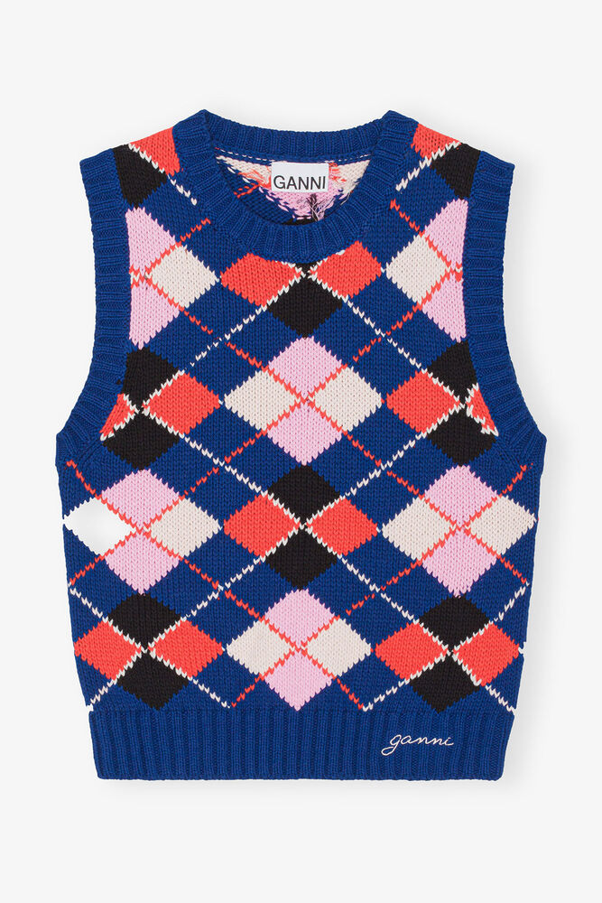 Graphic Cotton Vest, Sodalite Blue