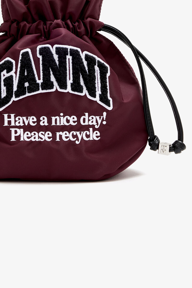 Pouch in Red Nylon, Recycled Polyamide, in colour Windsor Wine - 3 - GANNI