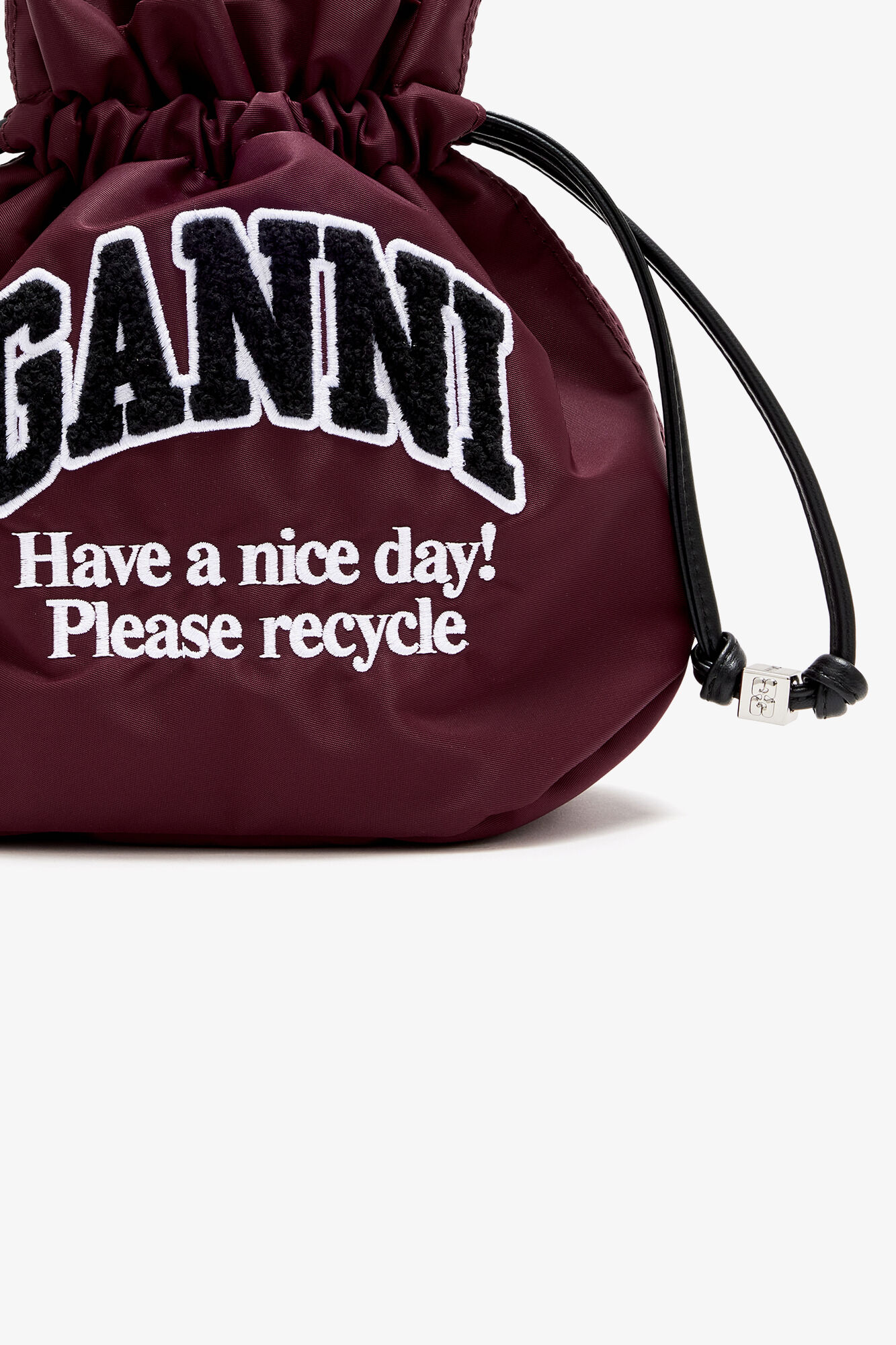 Pouch in Red Nylon, Recycled Polyamide, in colour Windsor Wine - 3 - GANNI