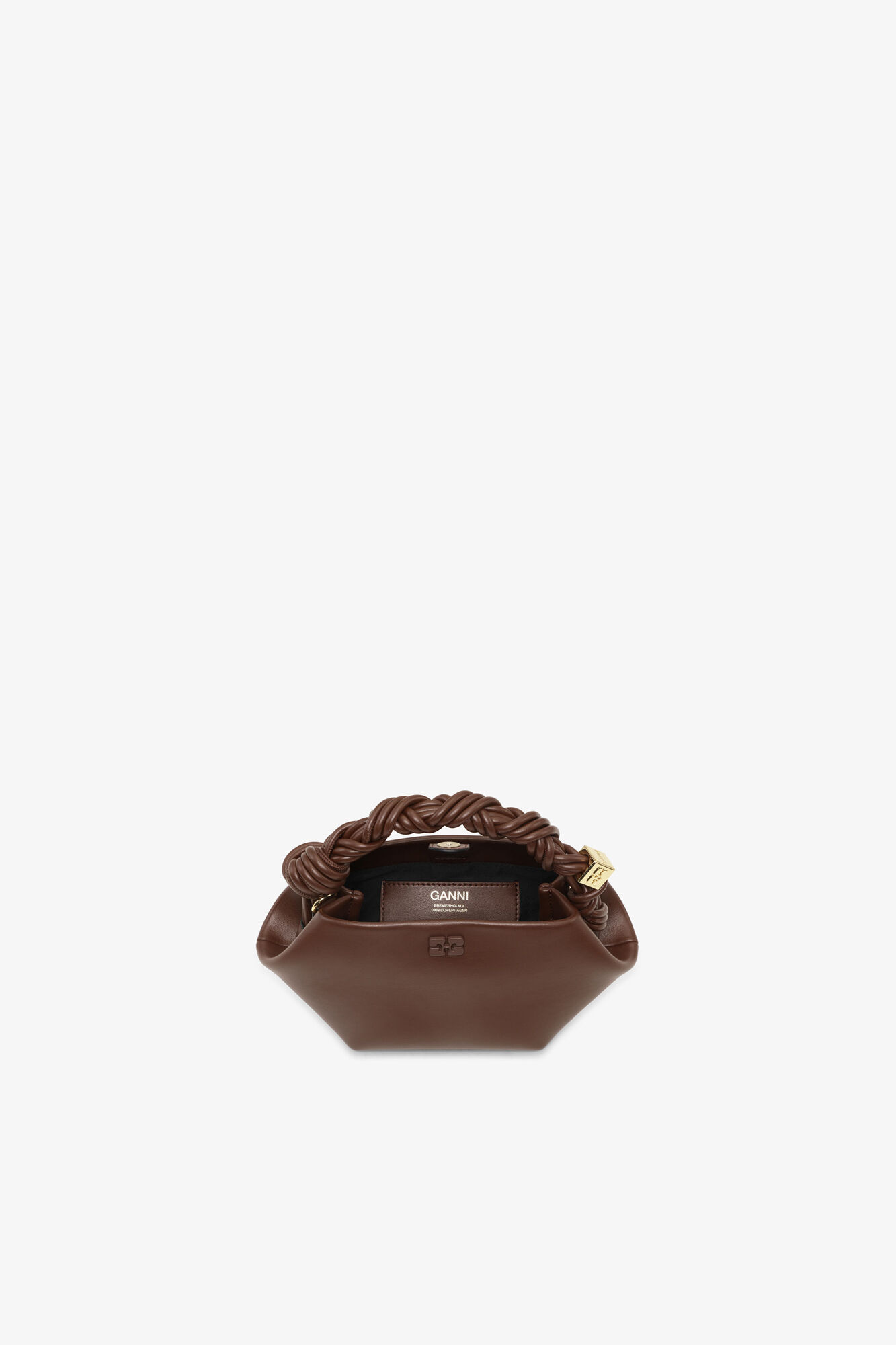Brown Mini Bou Bag, Recycled Leather, in colour Chocolate Fondant - 4 - GANNI