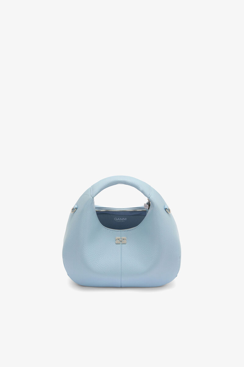 Mini sac bleu Hobo, Recycled Polyester, in colour Celestial Blue - 3 - GANNI