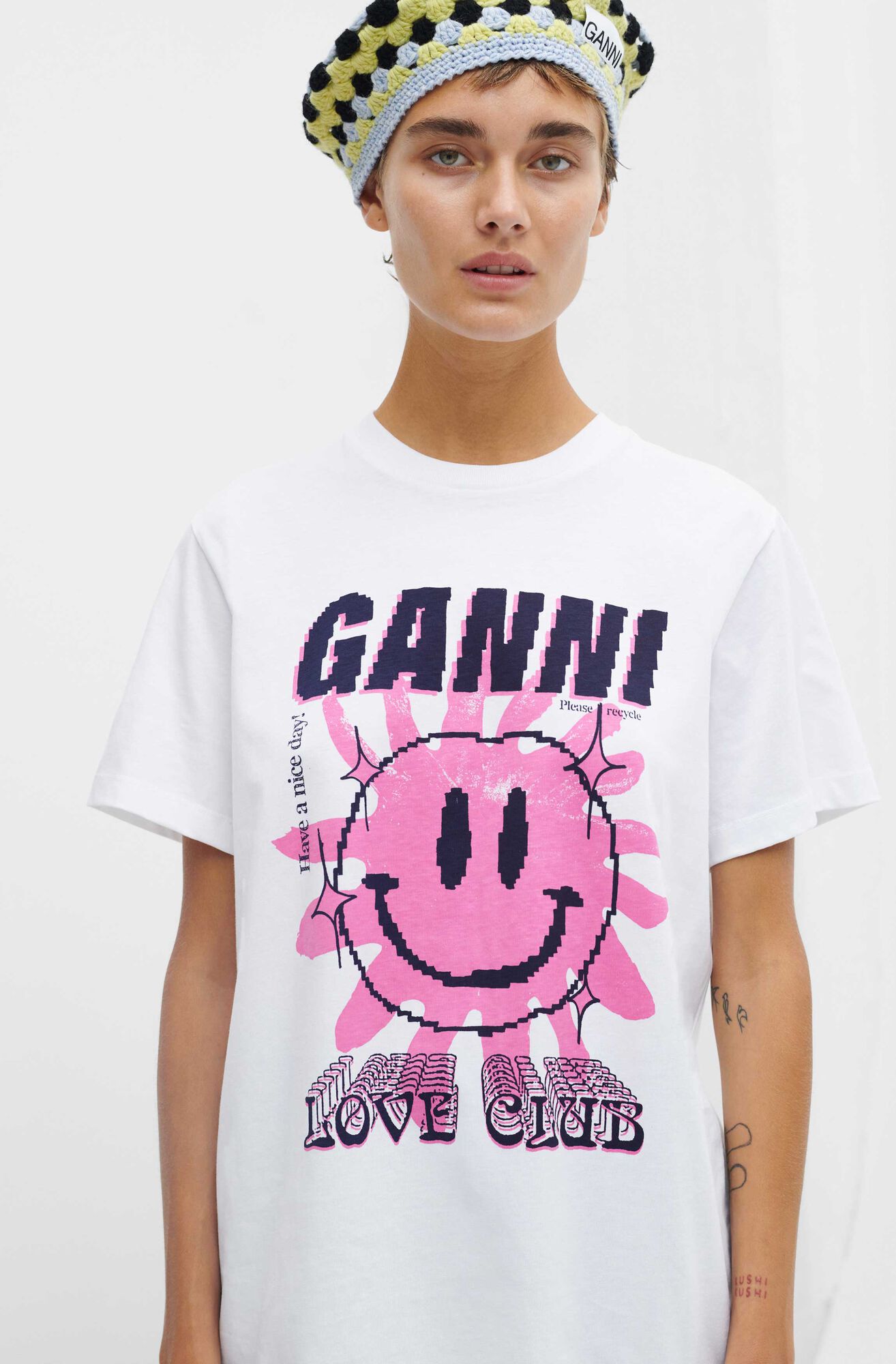 Love Club Tee, Cotton, in colour Bright White - 4 - GANNI