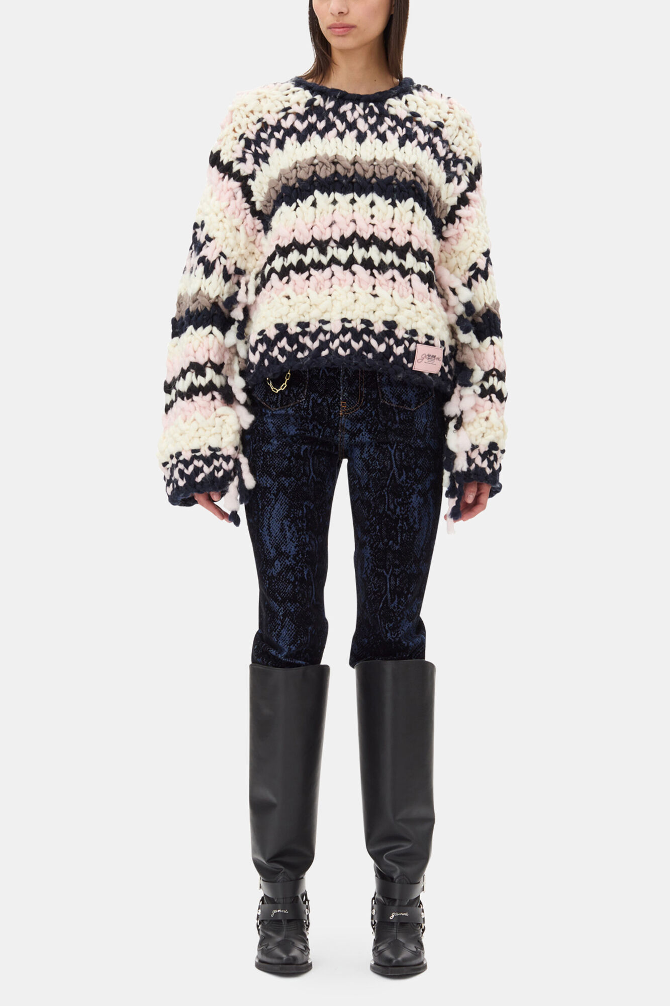 Multicolor Hand-Knit Sweater | GANNI US