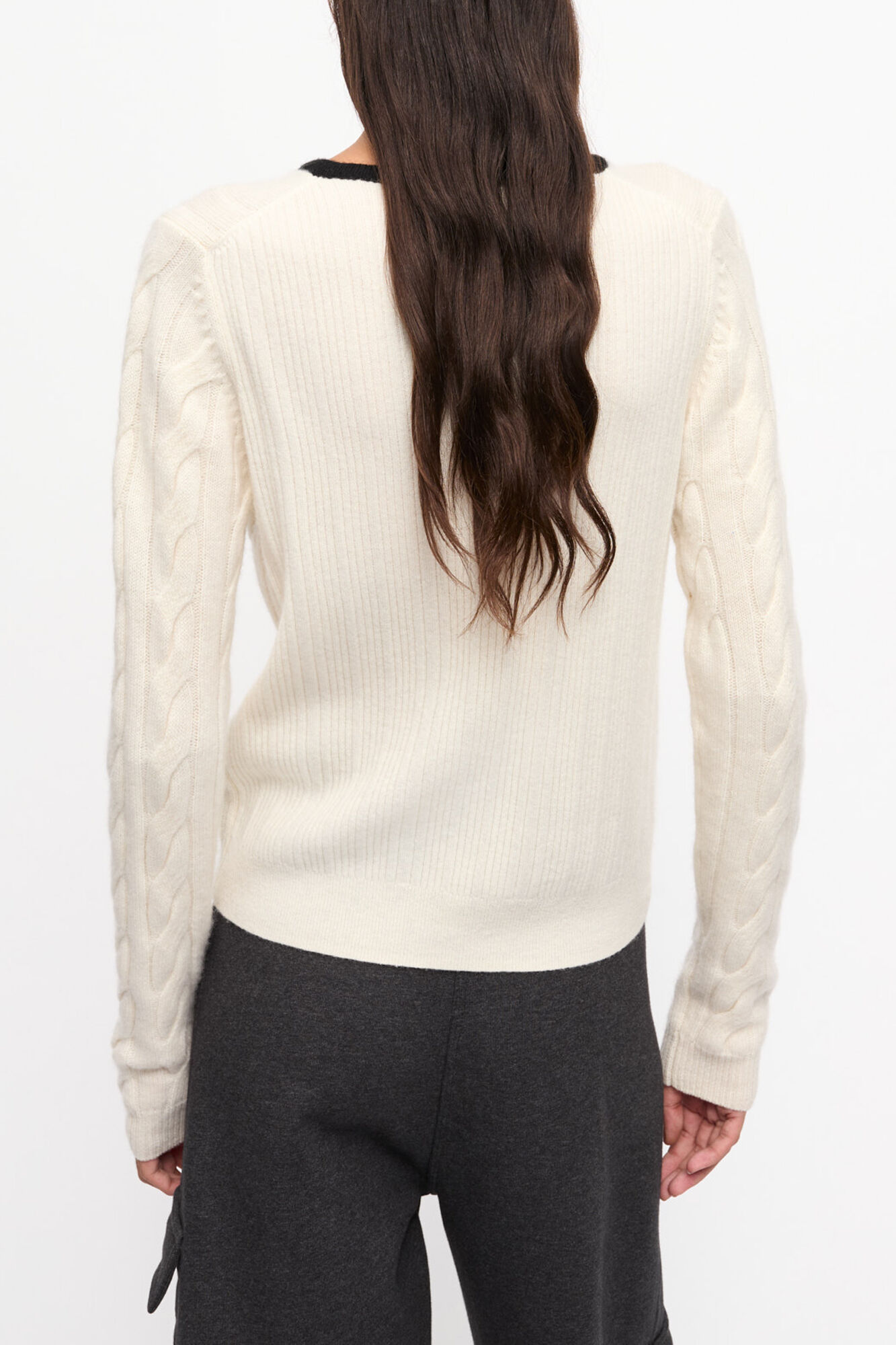 Cardigan in White Cashmere Mix, Merino Wool, in colour Egret - 2 - GANNI