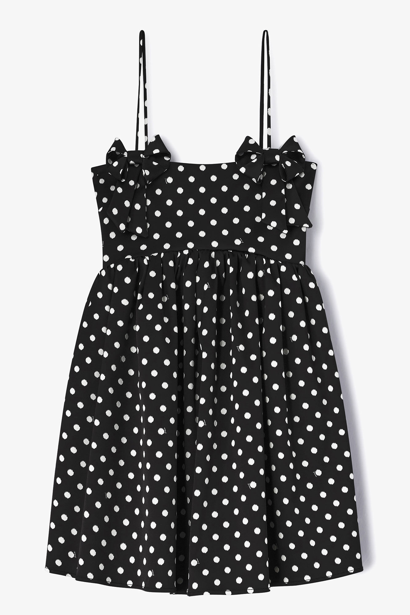 Polka-Dot Satin Mini Dress, in colour Black - 1 - GANNI