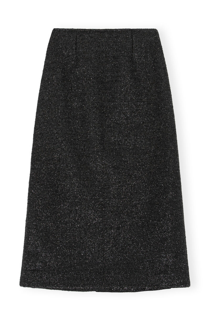 Sparkle Wrap Midi Skirt, Polyester, in colour Black - 2 - GANNI