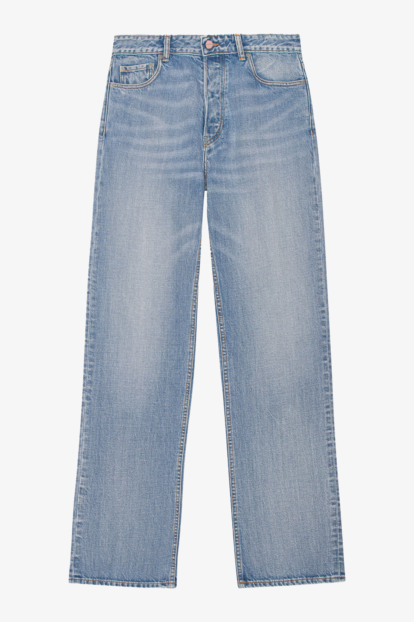 Izey Jeans in Light Blue Denim, Organic Cotton, in colour Light Blue Vintage - 1 - GANNI