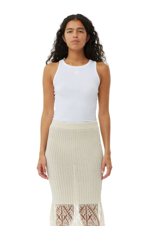 Egret Lace Midi Skirt, Cotton, in colour Egret - 2 - GANNI