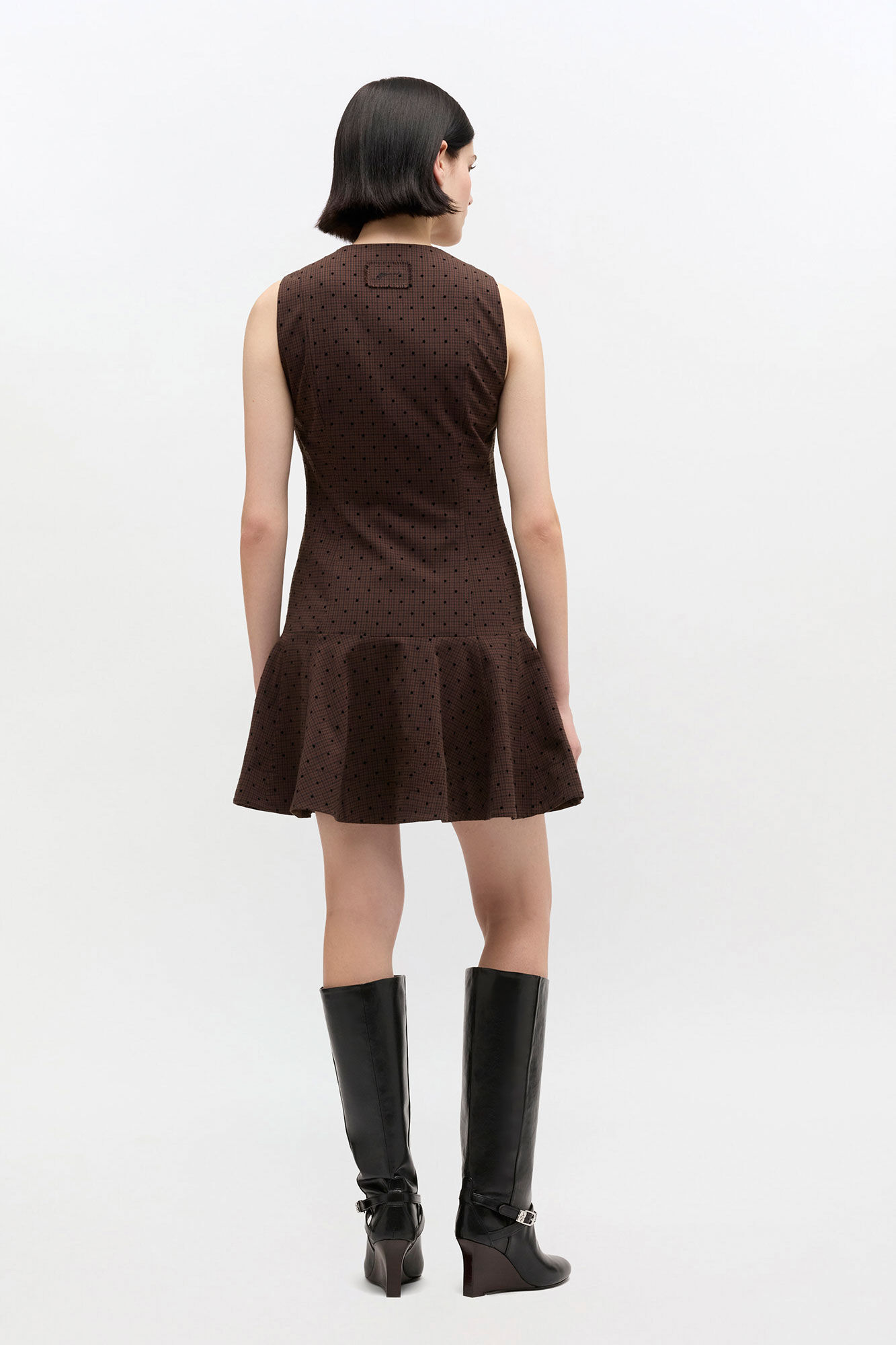 Flock Check Suiting Dress, in colour Chicory Coffee - 2 - GANNI