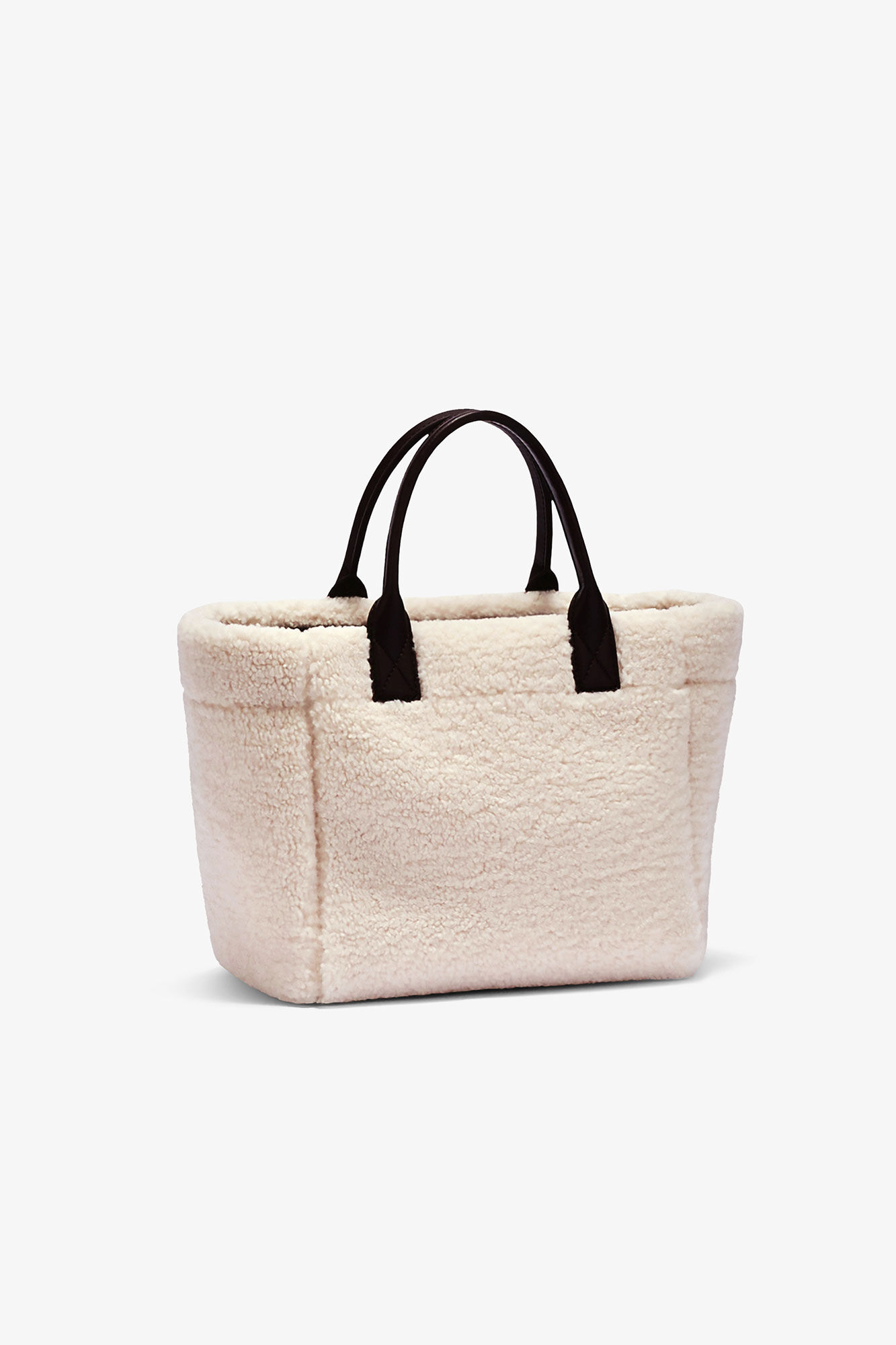 Shearling Small Tote, in colour Egret - 2 - GANNI