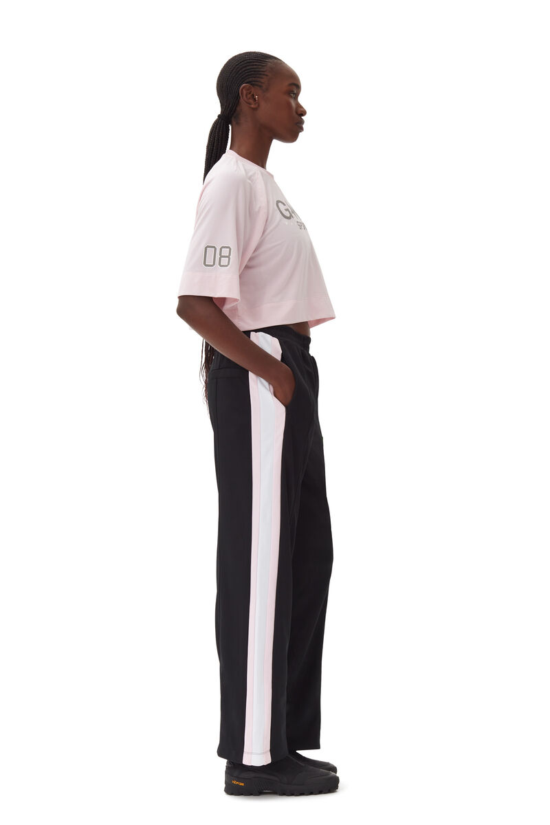 Sporty Jersey Straight Leg Pants, Recycled Polyester, in colour Black - 2 - GANNI