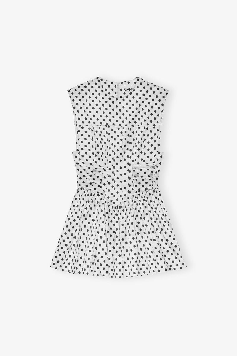 Polka-Dot Satin Corset Mini Dress, Recycled Polyester, in colour Egret - 1 - GANNI
