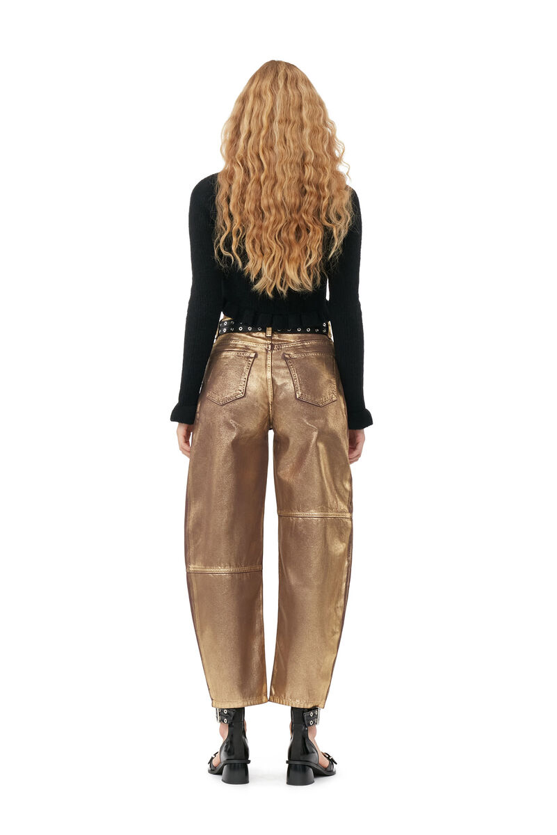 Goldene Foil-Stary-Jeans , Cotton, in colour Gold - 2 - GANNI