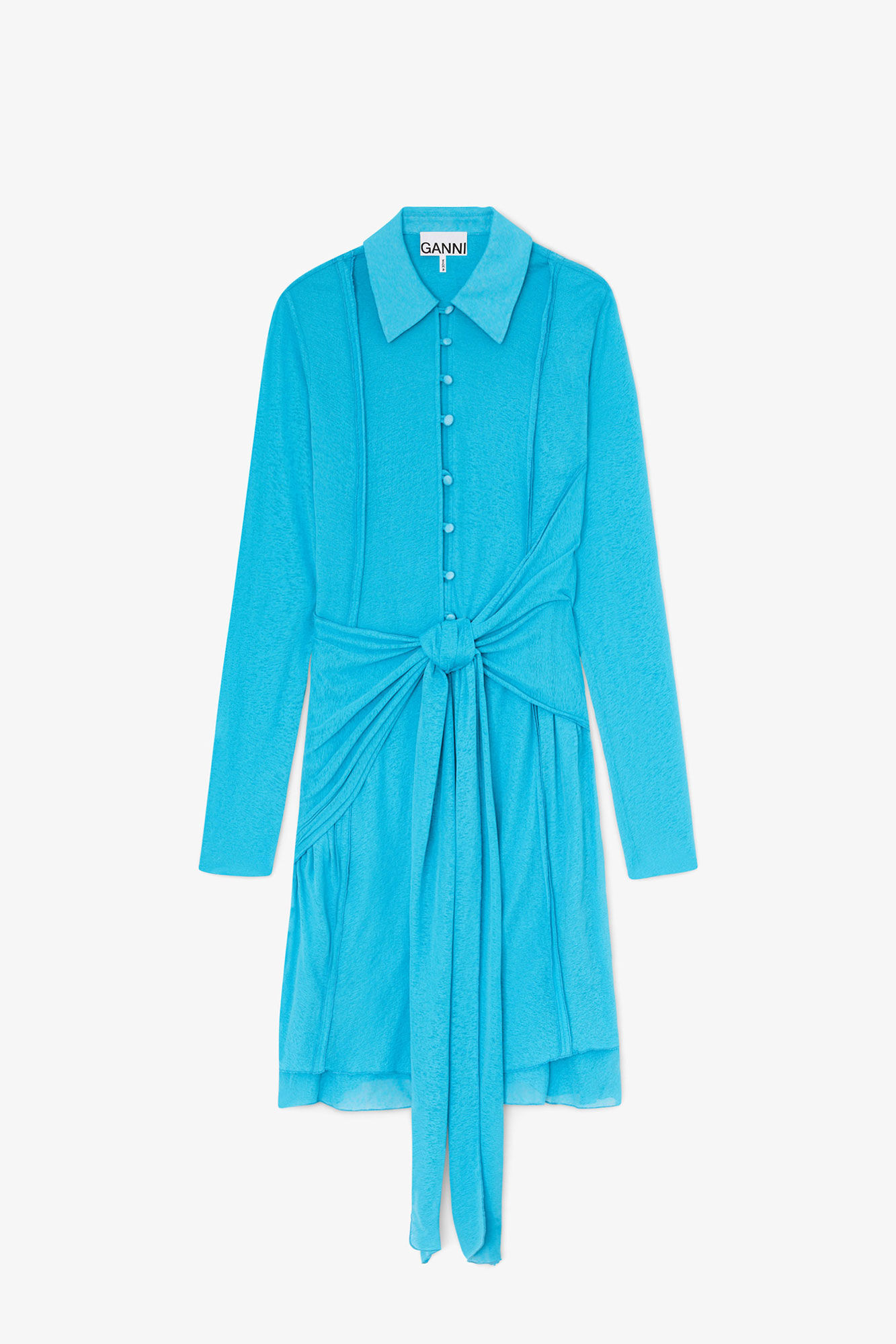 Kort kjole i marl mesh, Recycled Polyester, in colour River Blue - 1 - GANNI