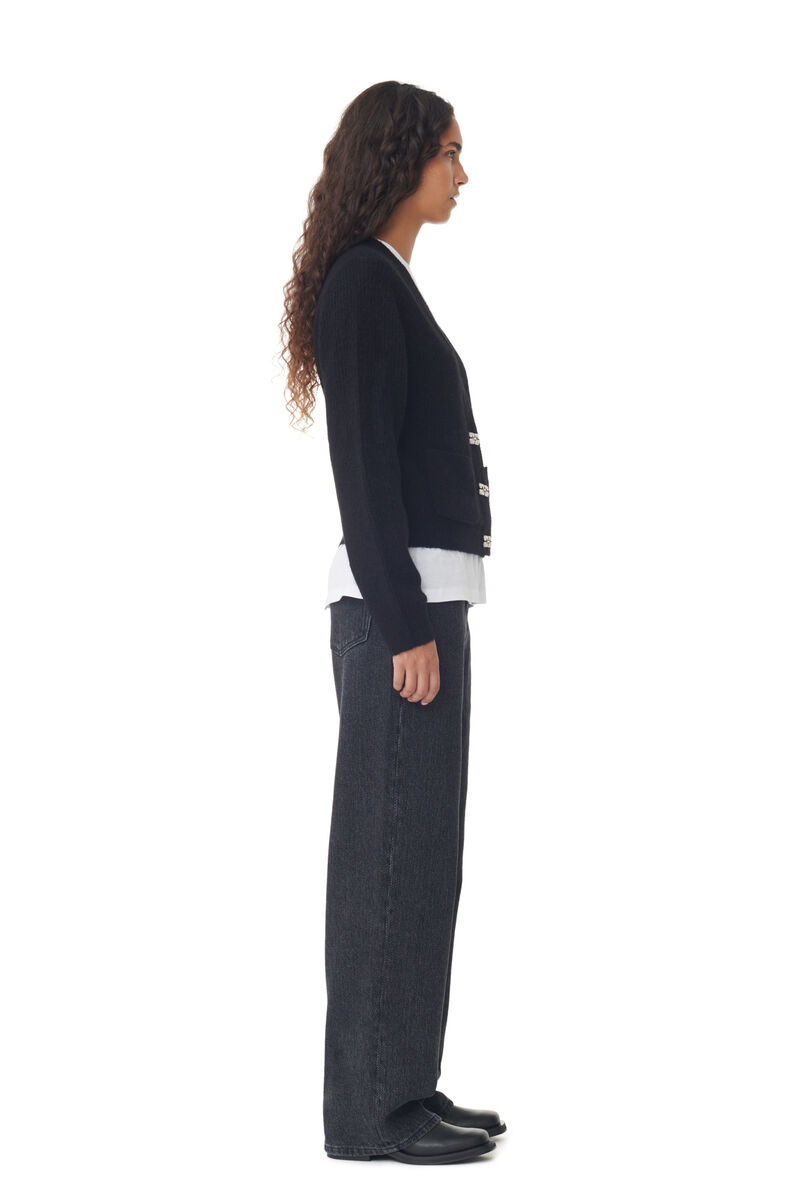 Black Soft Wool-cardigan, Alpaca, in colour Black - 3 - GANNI