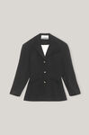 Twill Suiting Constructed Fitted Blazer, Elastane, in colour Black - 1 - GANNI