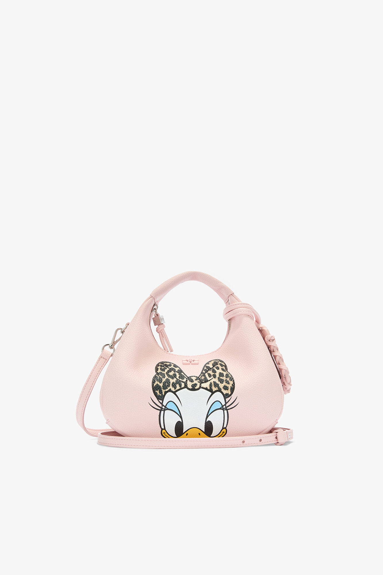 Daisy Duck Mini Hobo Bag in Pink, Recycled Polyester, in colour Chalk Pink - 1 - GANNI