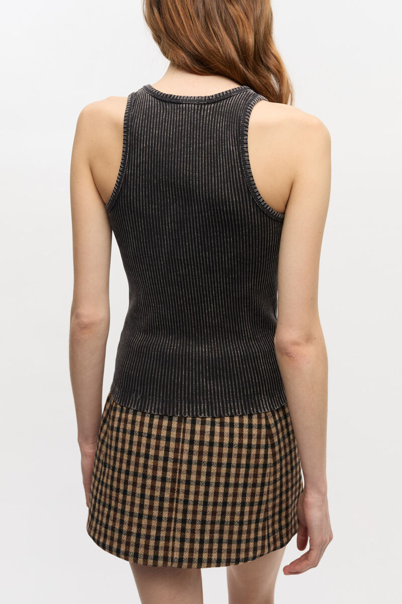 Schwarze gewaschenes Tanktop, Organic Cotton, in colour Black Washed - 7 - GANNI