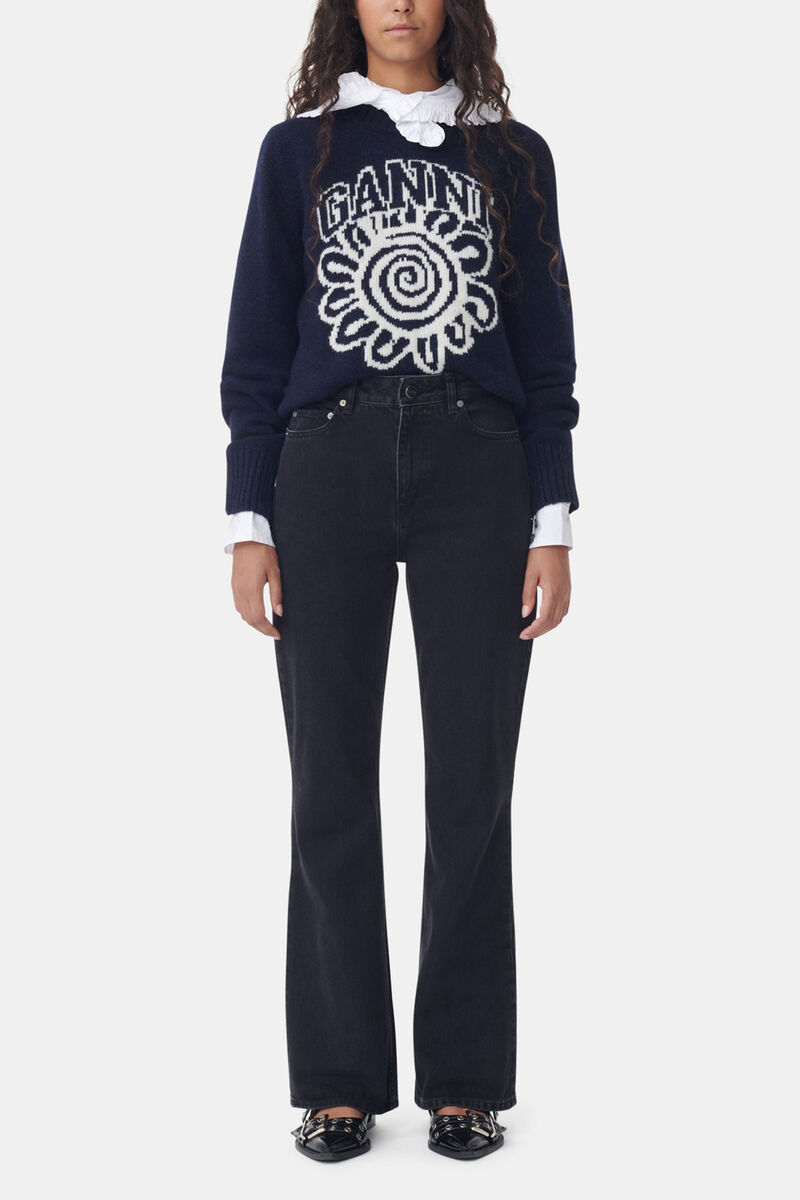 Betzy Jeans, Cotton, in colour Washed Black/Black - 1 - GANNI