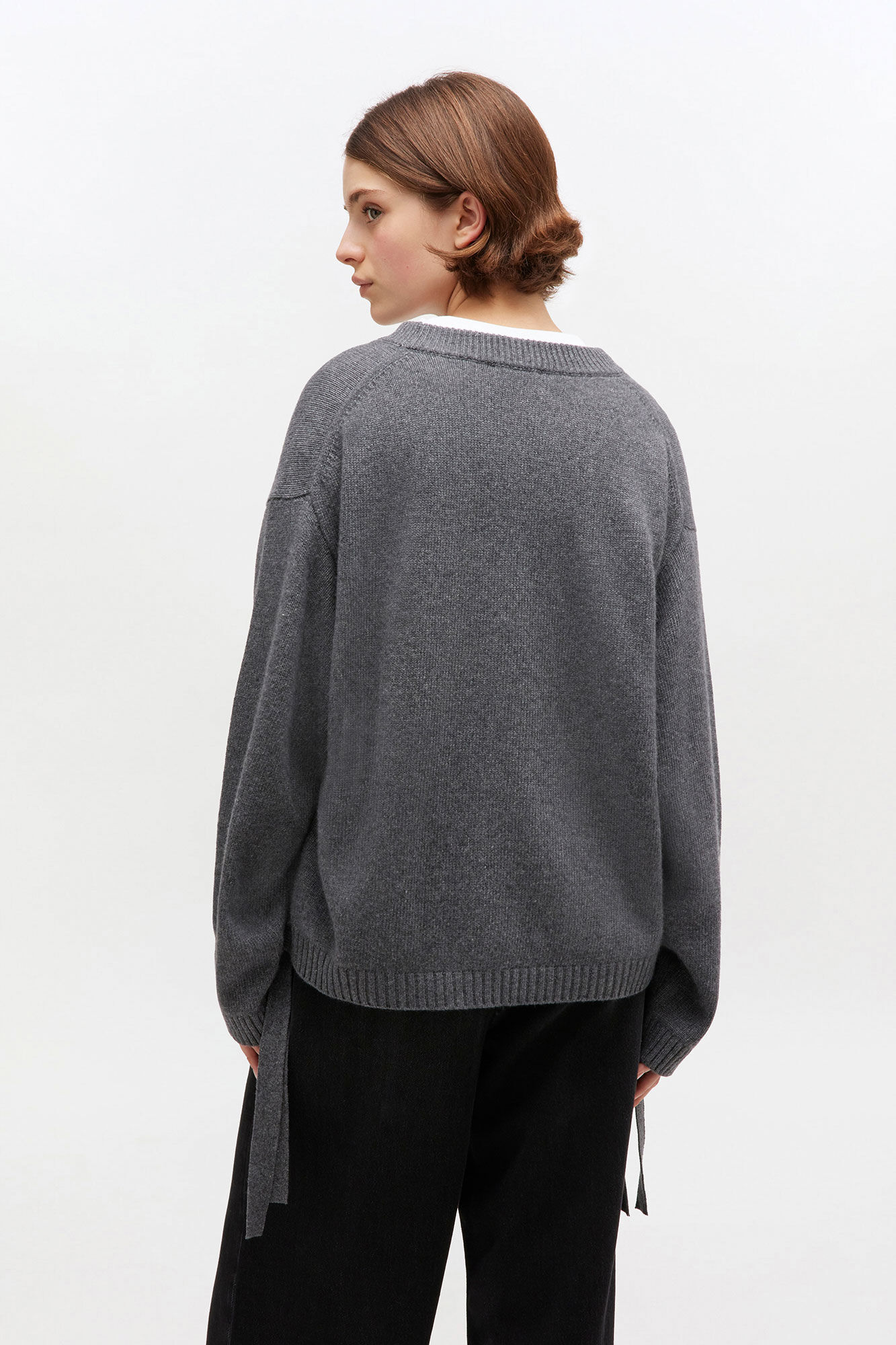 Grey Wool Mix Jumper, Viscose, in colour Charcoal Grey - 3 - GANNI