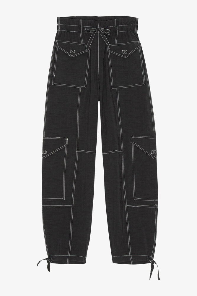 Light Slub Pocket Trousers, Black